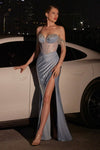 Prom Dresses Prom Long Formal Fitted Fringe Dress Dusty Blue
