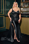 Plus Size Dresses Plus Size Long Corset Formal Prom Gown Black