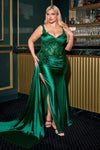 Plus Size Dresses Plus Size Long Corset Formal Prom Gown Emerald