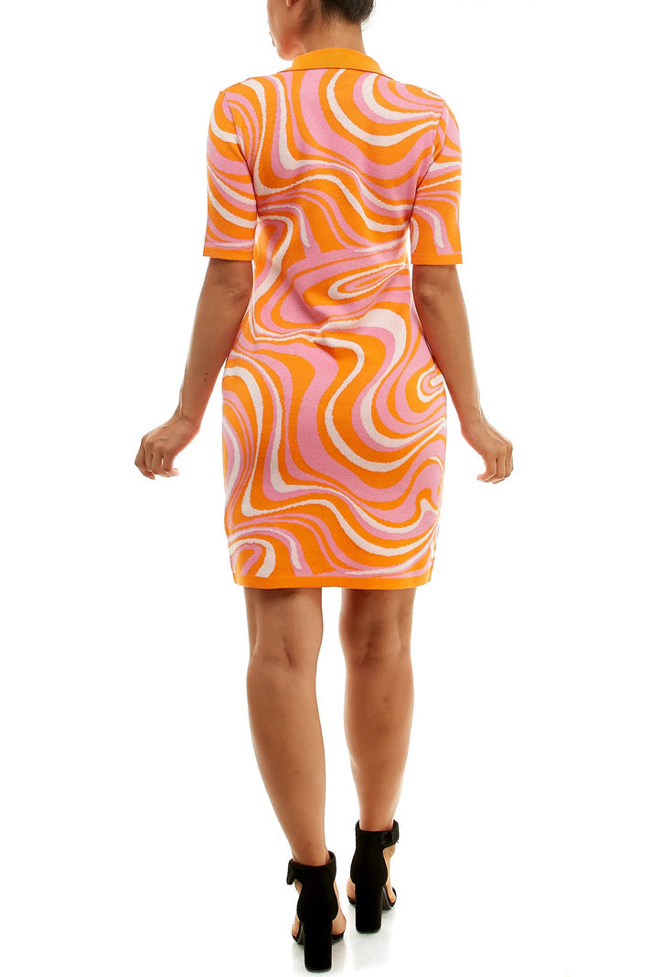 Cocktail Dresses Fitted Short Collared Printed Cocktail Dress Ivory Tang Multi