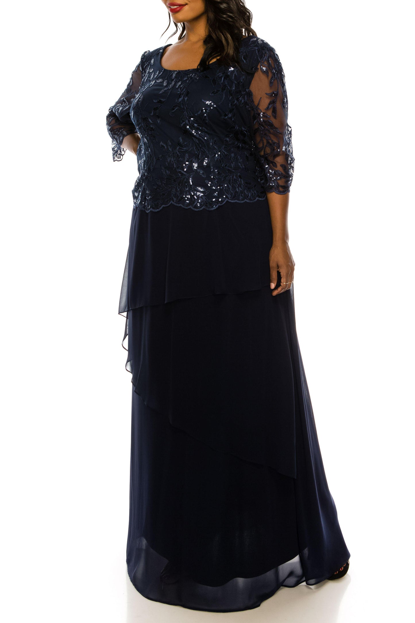 Le Bos Long Formal Plus Size Chiffon Dress 27722 - The Dress Outlet