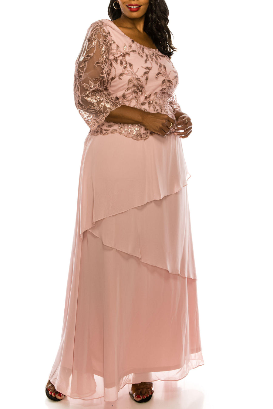 Le Bos Long Formal Plus Size Chiffon Dress 27722 - The Dress Outlet