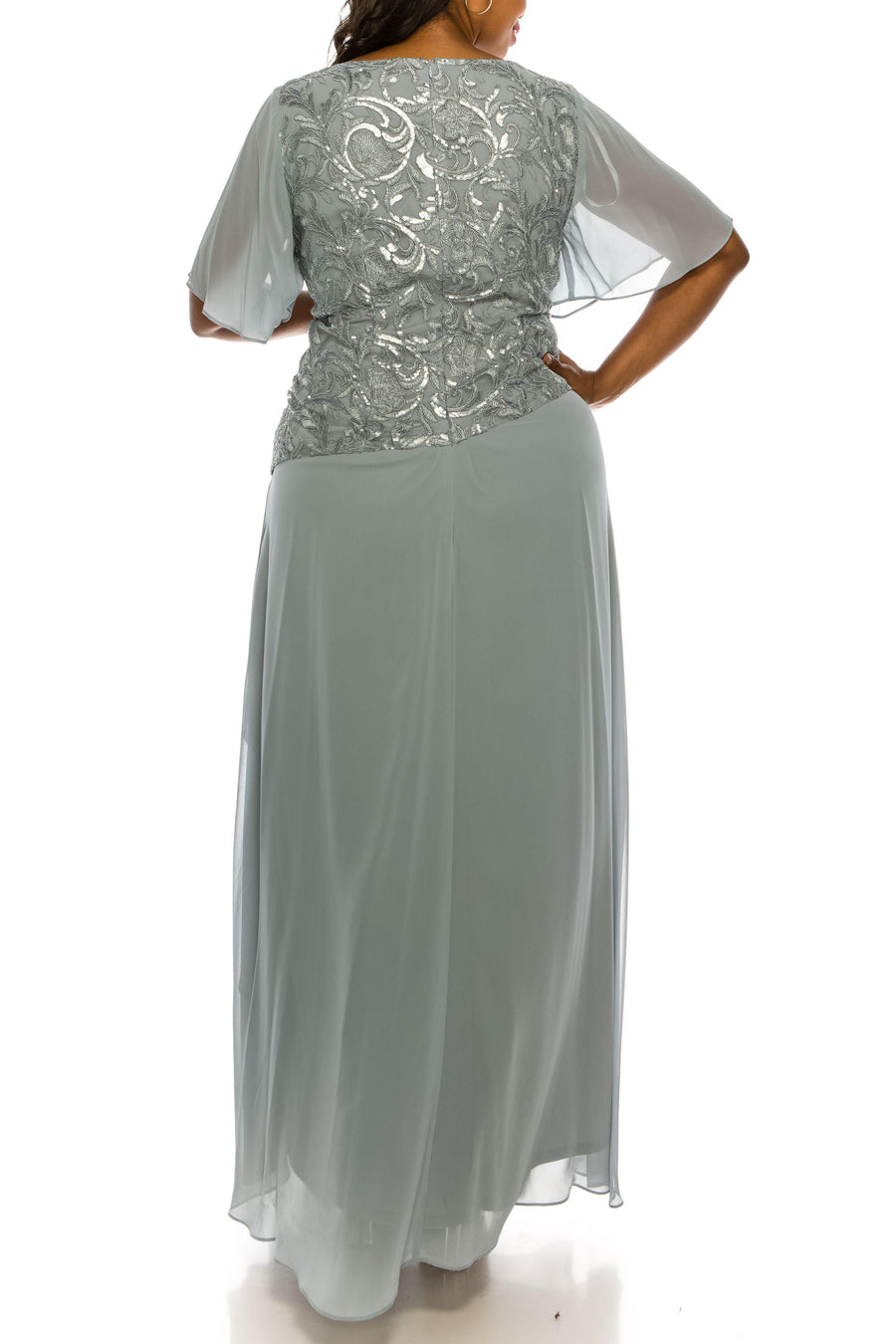 Le Bos Plus Size Long Chiffon Tiered Dress 27708 - The Dress Outlet