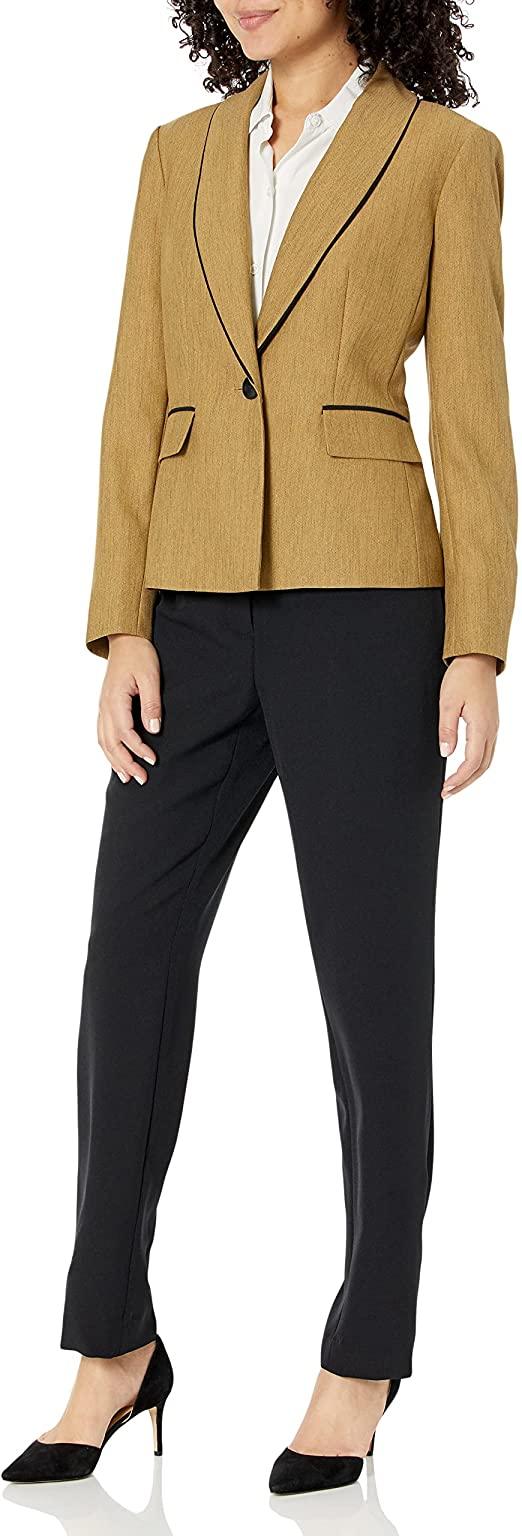 Le Suit Formal Collar Long Sleeve 2 Piece Pant Suit - The Dress Outlet