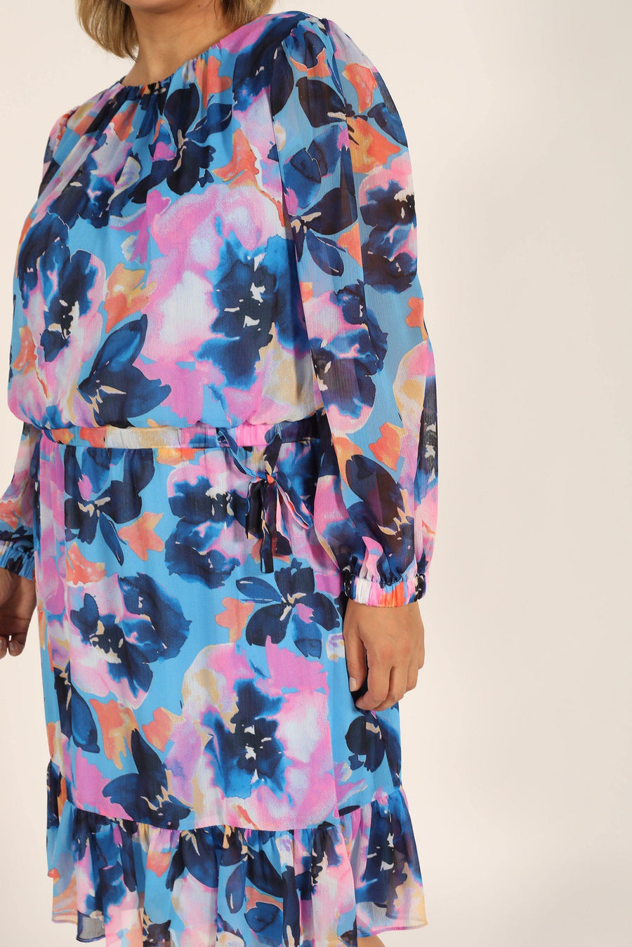 London Times Plus Size Tie Sleeve Short Dress T5653W - The Dress Outlet