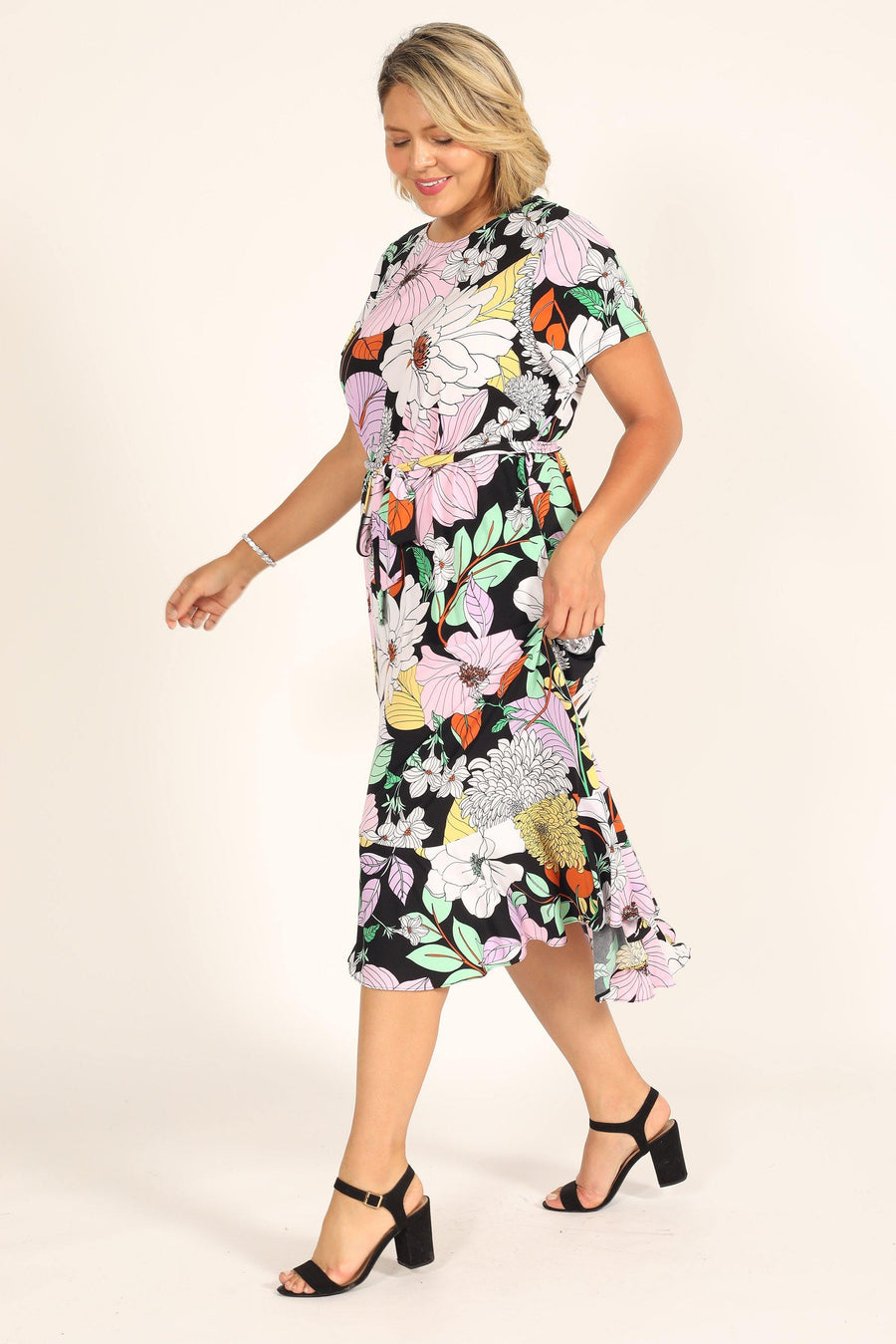 London Times Short Sleeve Floral Print Dress T5729W - The Dress Outlet
