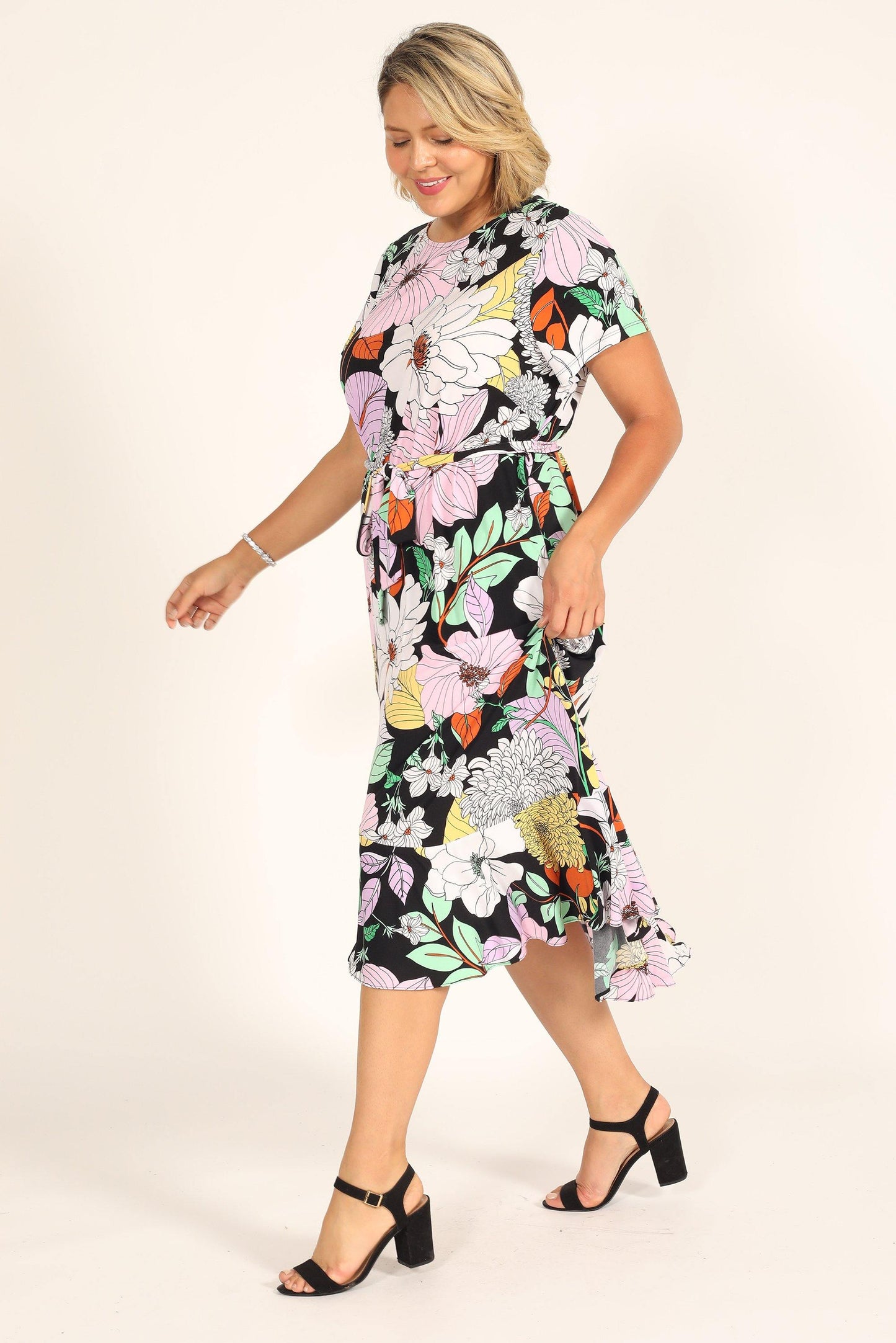 London Times Short Sleeve Floral Print Dress T5729W - The Dress Outlet