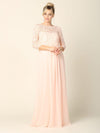 Long 3/4 Sleeve Mother of the Bride Chiffon Dress Sale - The Dress Outlet