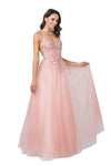 Long Ball Gown Spaghetti Straps Evening Prom Dress - The Dress Outlet