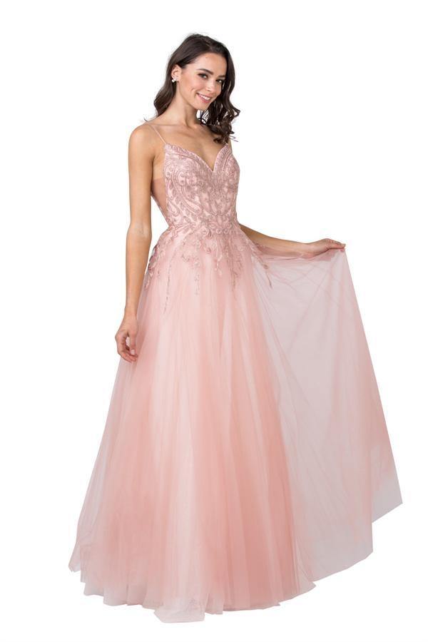 Long Ball Gown Spaghetti Straps Evening Prom Dress - The Dress Outlet