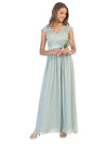 Long Cap Sleeve Mother of the Bride Formal Dress - The Dress Outlet