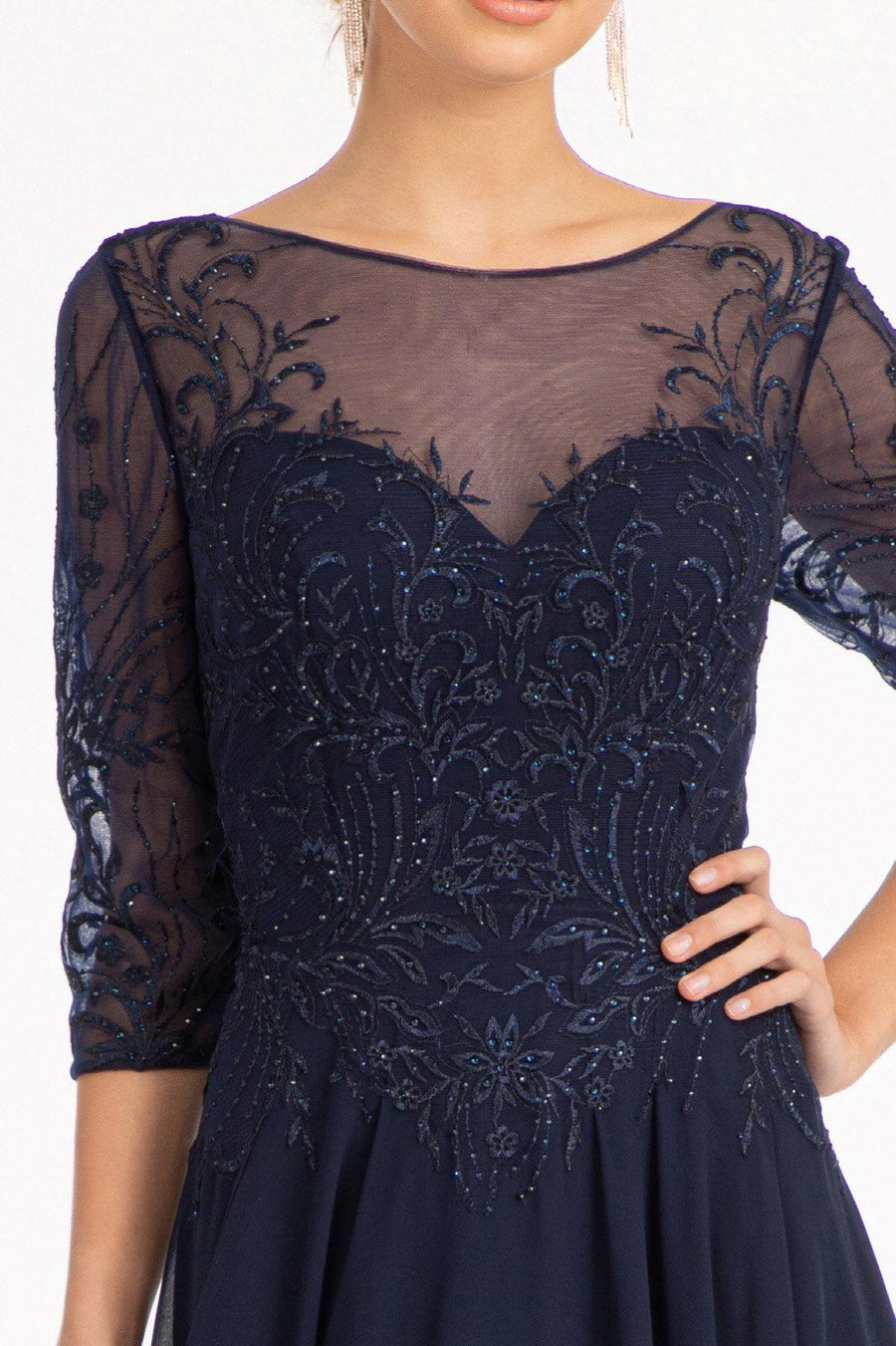 Long Chiffon Mother of the Bride Formal Dress - The Dress Outlet