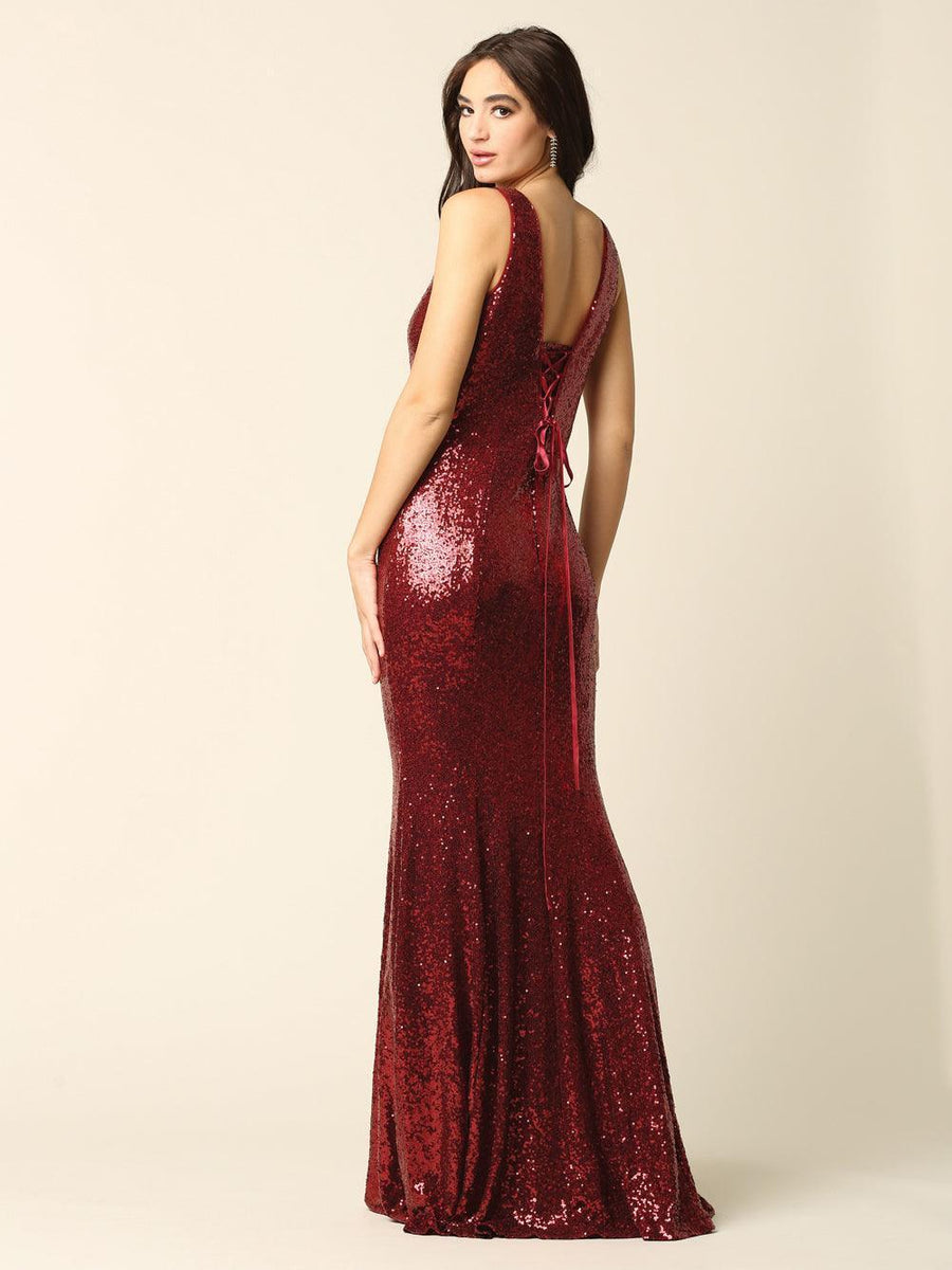 Long Fitted Formal Sleeveless Prom Dress - The Dress Outlet