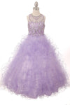 Long Flower Girl Dress Beaded Layered Organza Gown - The Dress Outlet Cinderella Couture