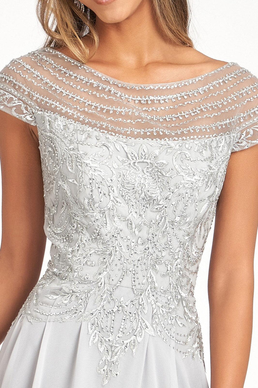 Long Formal Chiffon Mother of the Bride Dress Silver