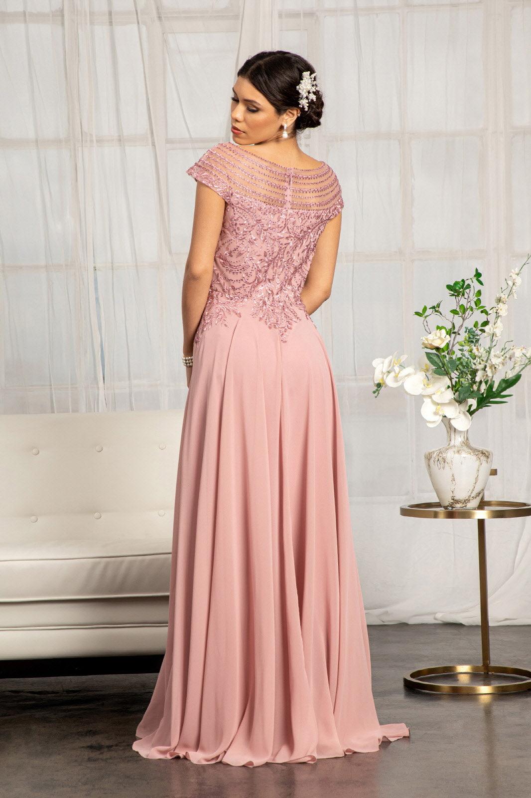 Long Formal Chiffon Mother of the Bride Dress Dusty Rose