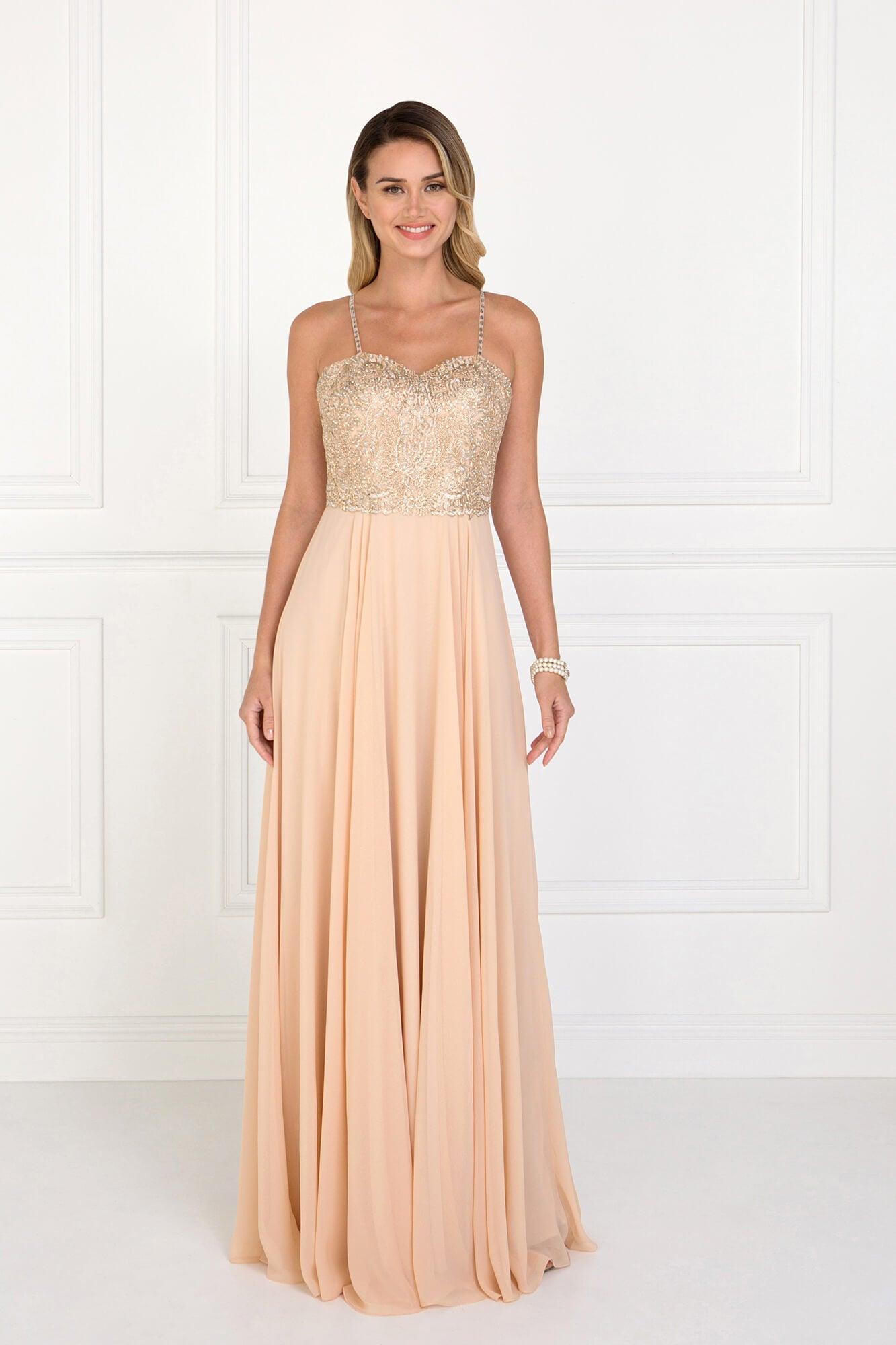 Long Formal Chiffon Spaghetti Strap Prom Dress - The Dress Outlet Elizabeth K