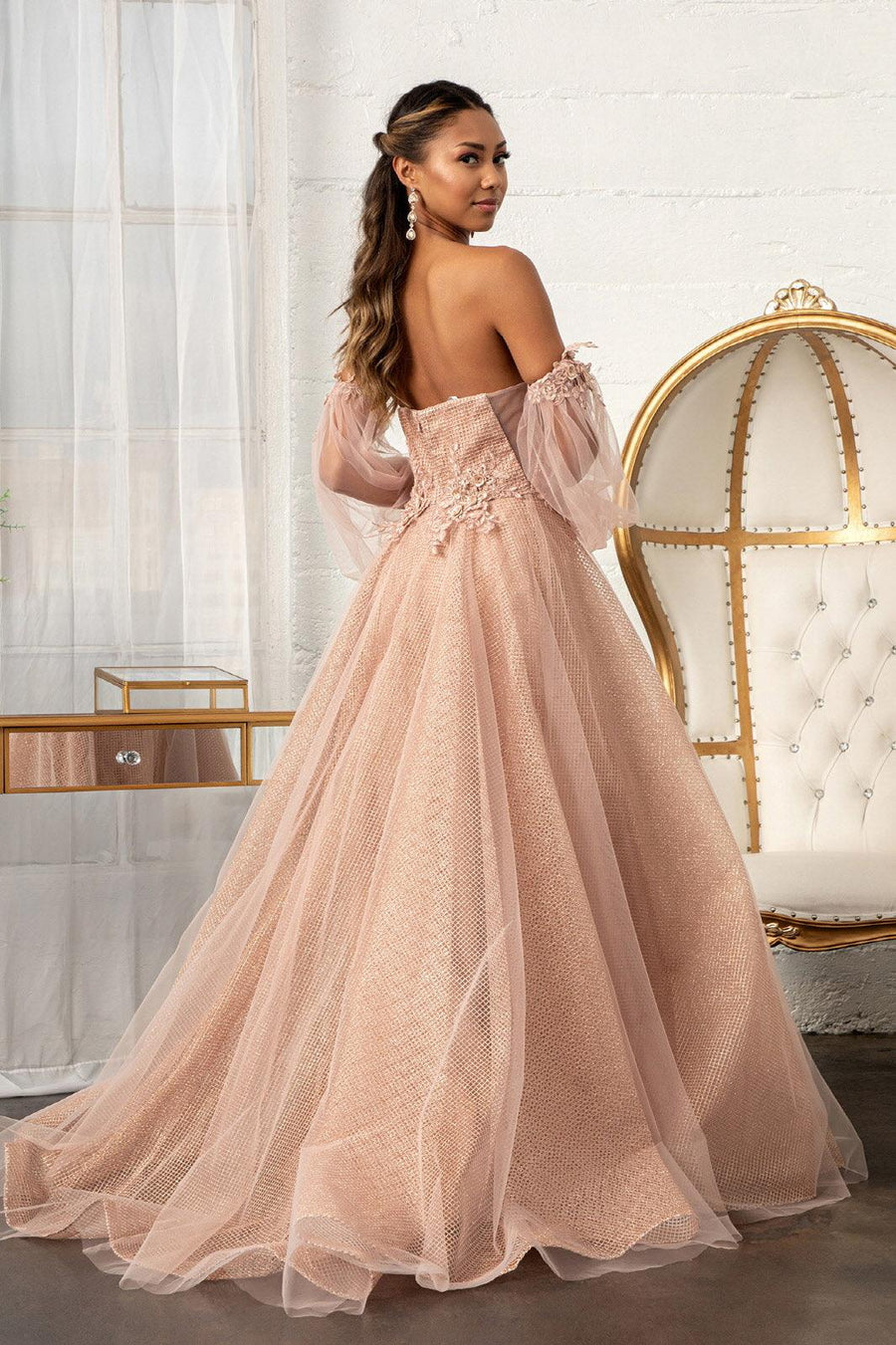 Long Formal Glitter Evening Prom Dress - The Dress Outlet