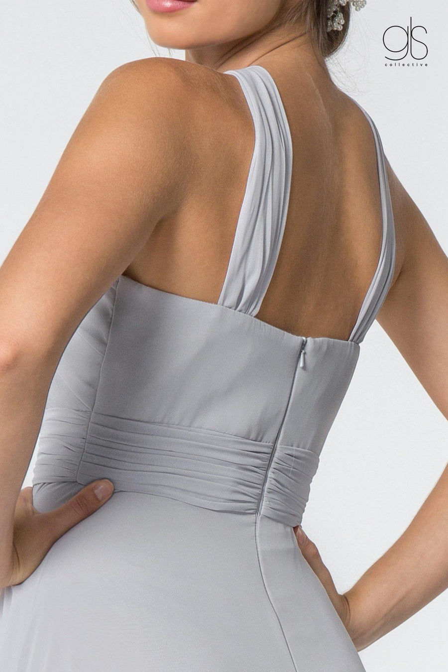 Long Formal Halter Bridesmaids Chiffon Prom Dress - The Dress Outlet Elizabeth K