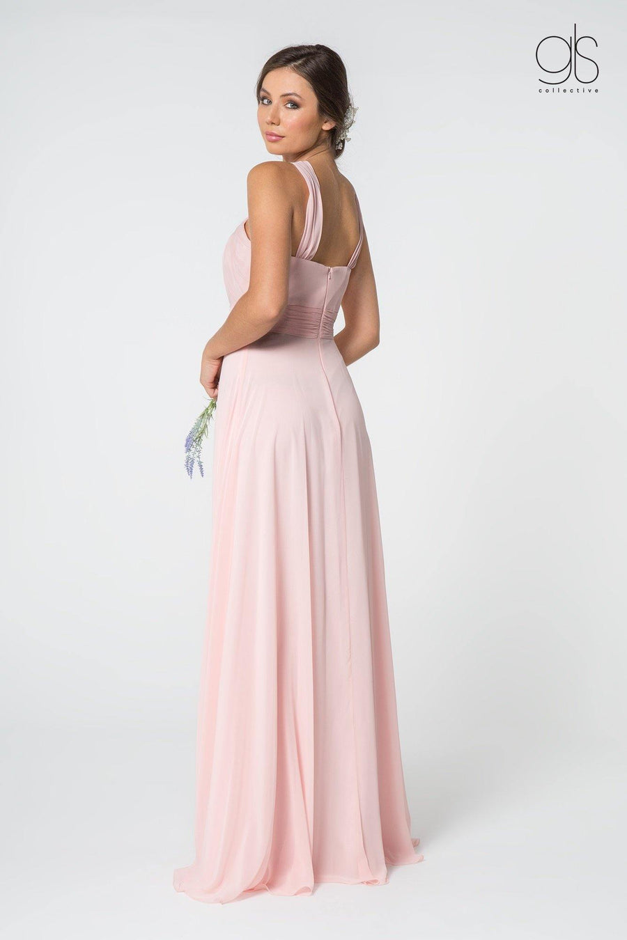 Long Formal Halter Bridesmaids Chiffon Prom Dress - The Dress Outlet Elizabeth K