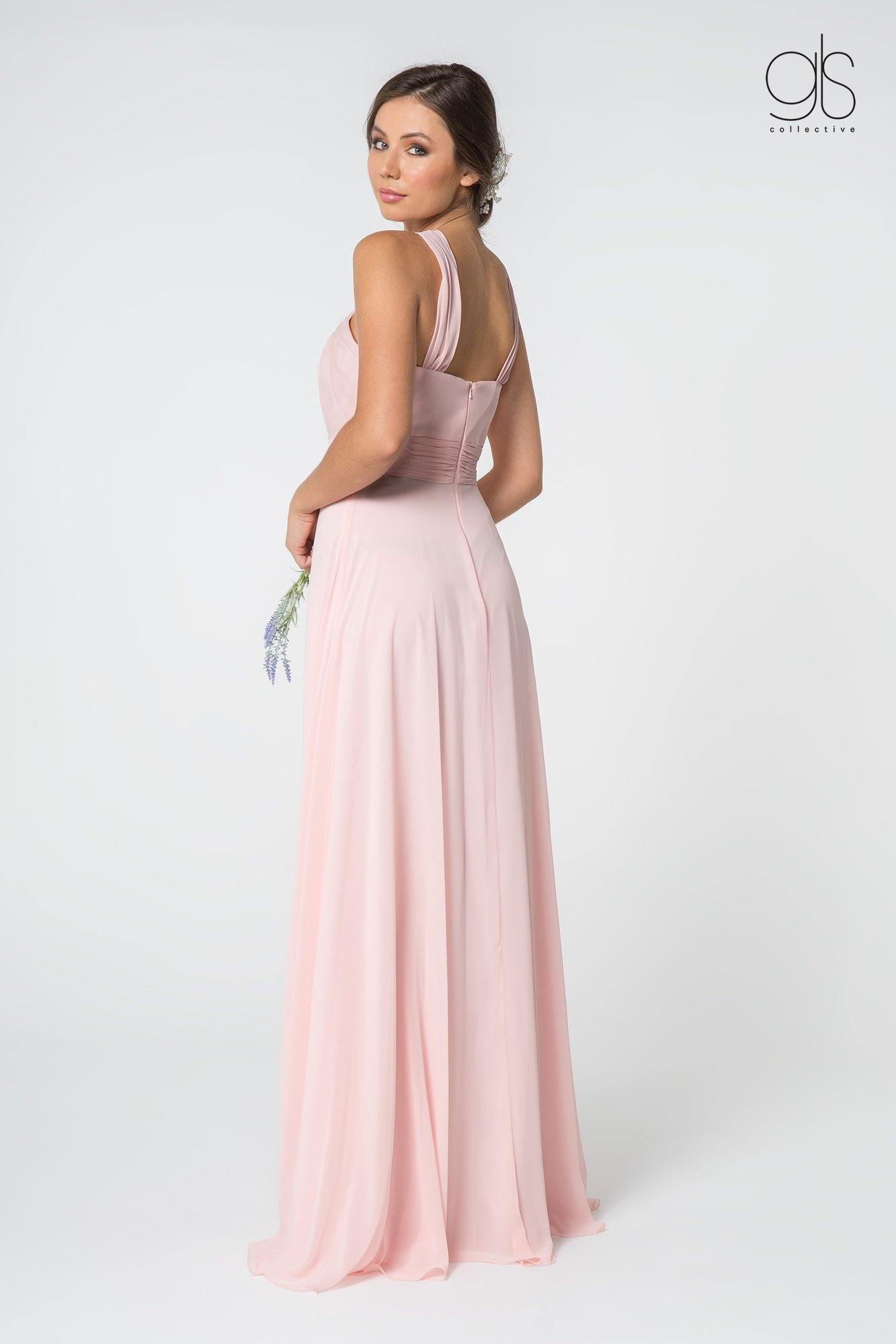 Long Formal Halter Bridesmaids Chiffon Prom Dress - The Dress Outlet Elizabeth K
