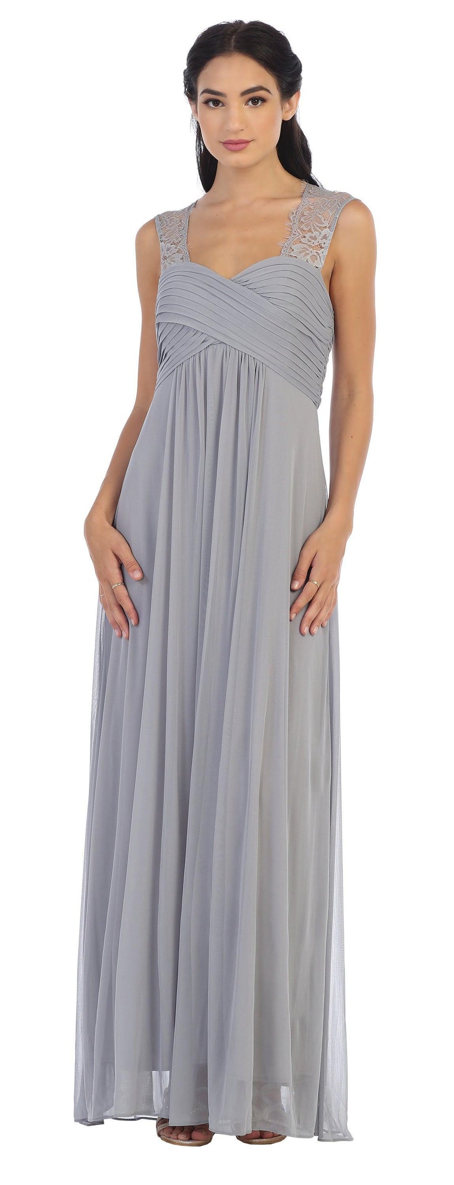 Long Formal Lace Sleeves Bridesmaids Dress - The Dress Outlet