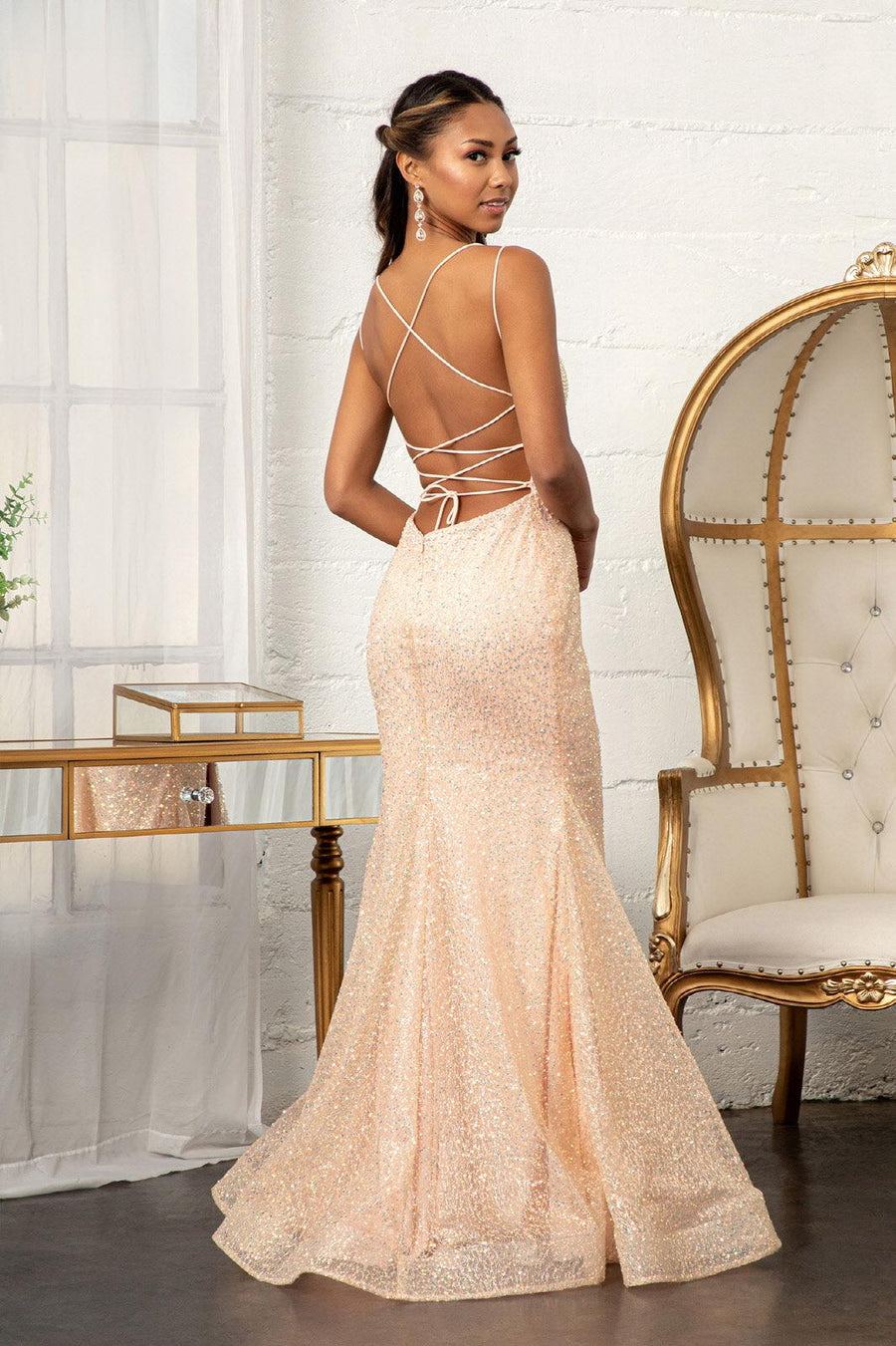 Long Formal Mesh Mermaid Prom Dress - The Dress Outlet