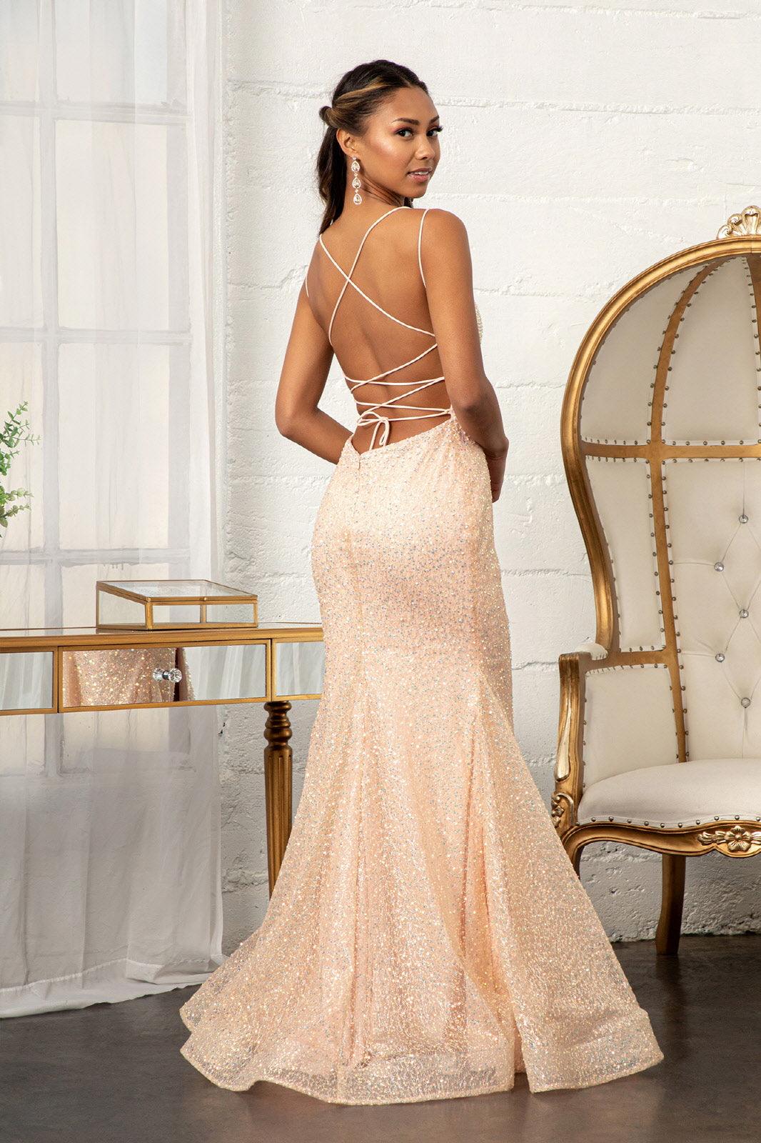 Long Formal Mesh Mermaid Prom Dress - The Dress Outlet