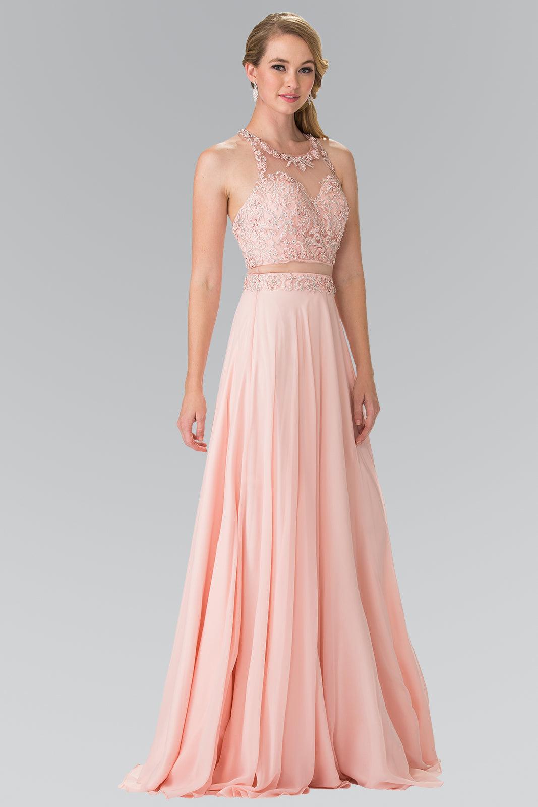 Long Formal Mock Two Piece Prom Dress - The Dress Outlet Elizabeth K