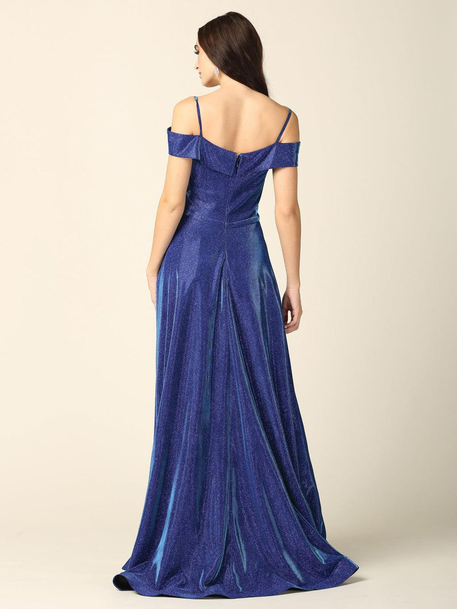 Prom Dresses Long Formal Off Shoulder Glitter Ball Gown Royal