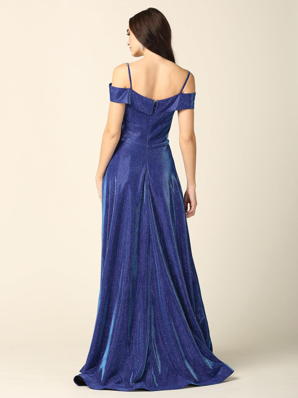 Prom Dresses Long Formal Off Shoulder Glitter Ball Gown Royal