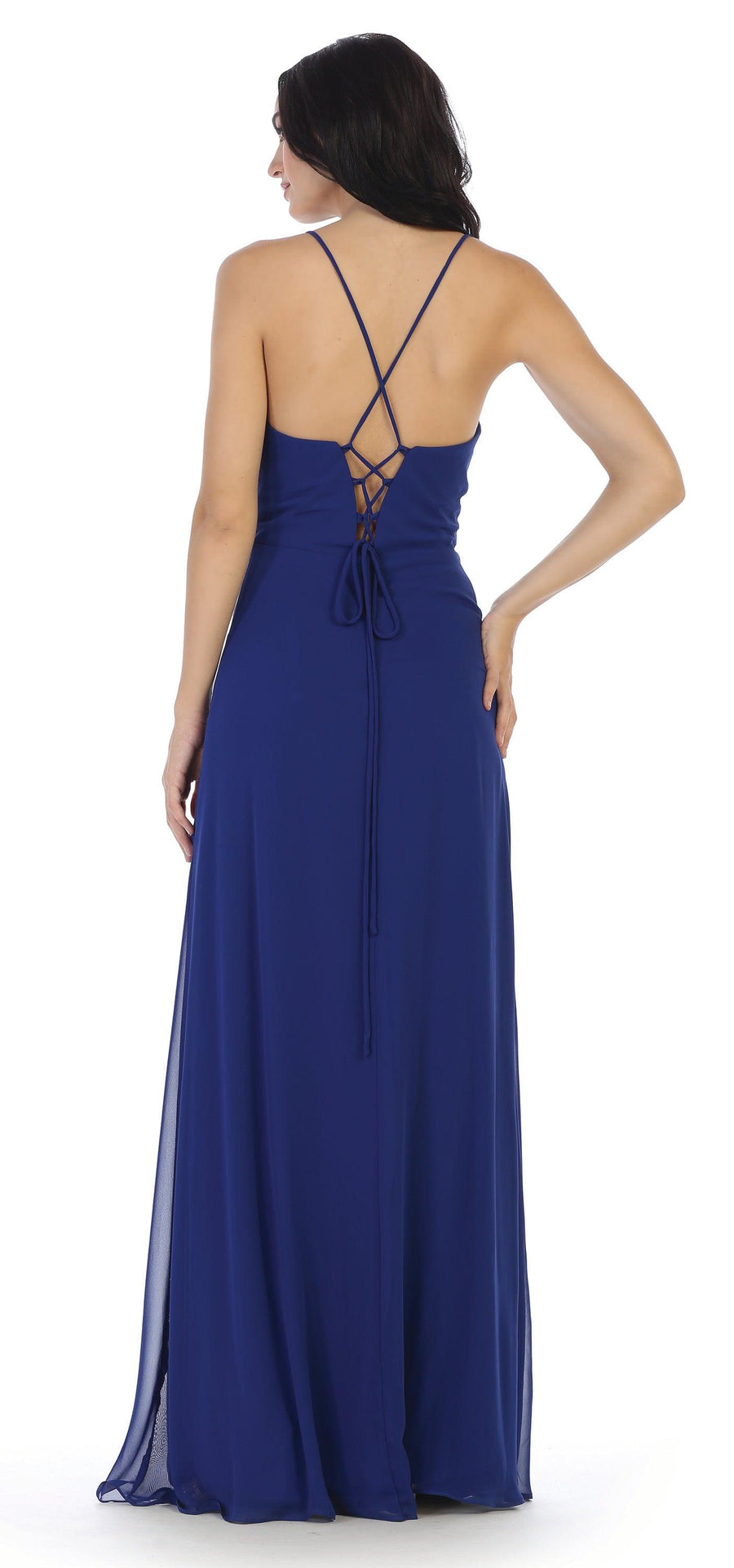 Long Formal Ruffled Chiffon Bridesmaids Dress - The Dress Outlet