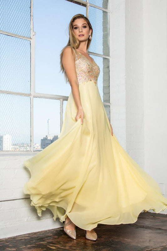 Long Formal Sleeeveless Chiffon Prom Dress - The Dress Outlet Elizabeth K