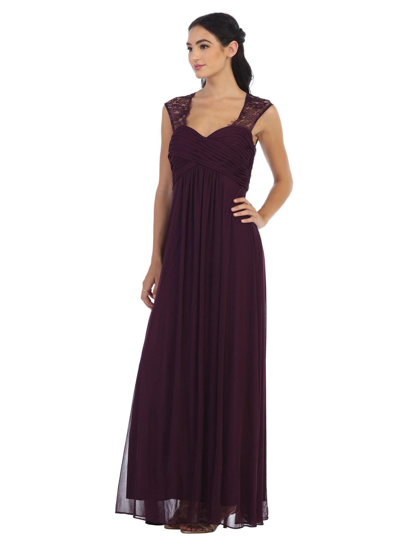 Long Formal Sleeveless Chiffon Bridesmaids Dress - The Dress Outlet