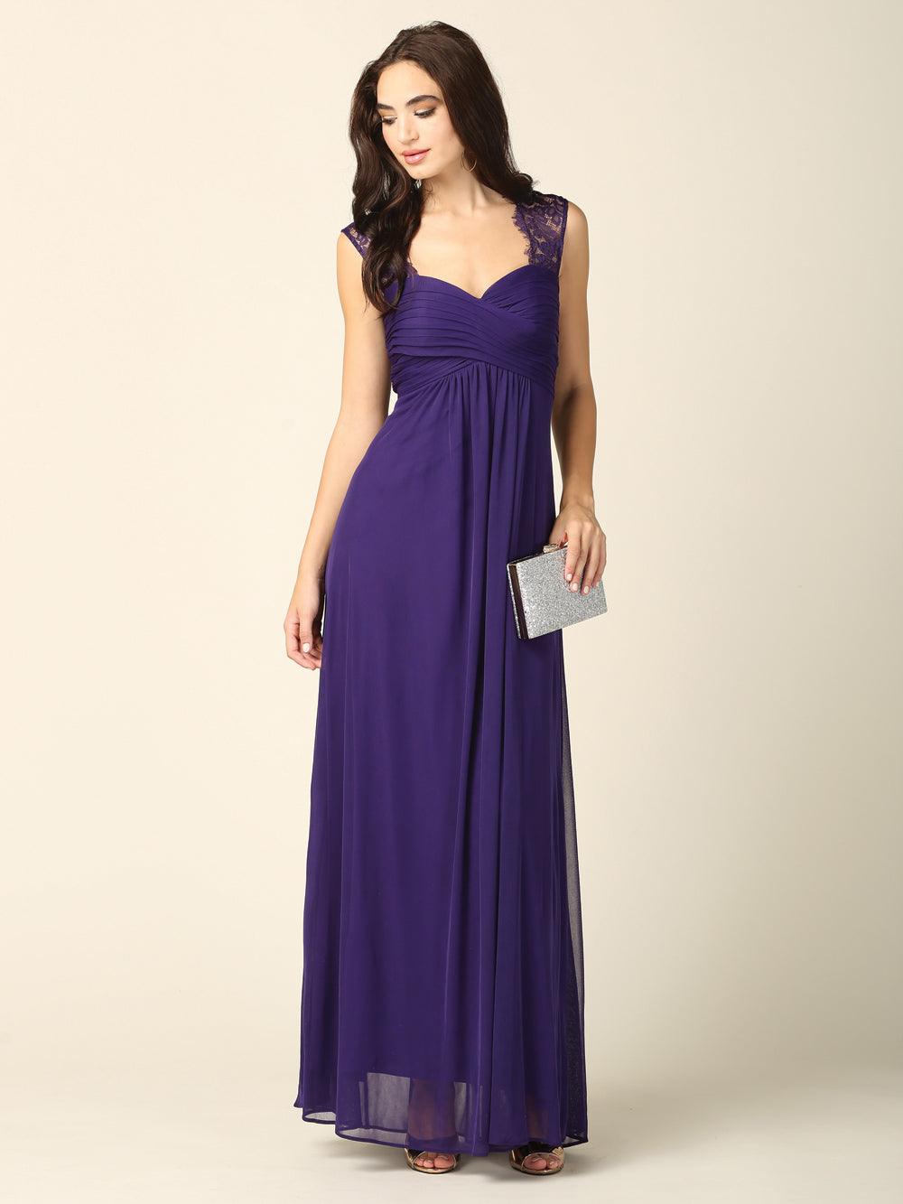 Long Formal Sleeveless Chiffon Bridesmaids Dress - The Dress Outlet