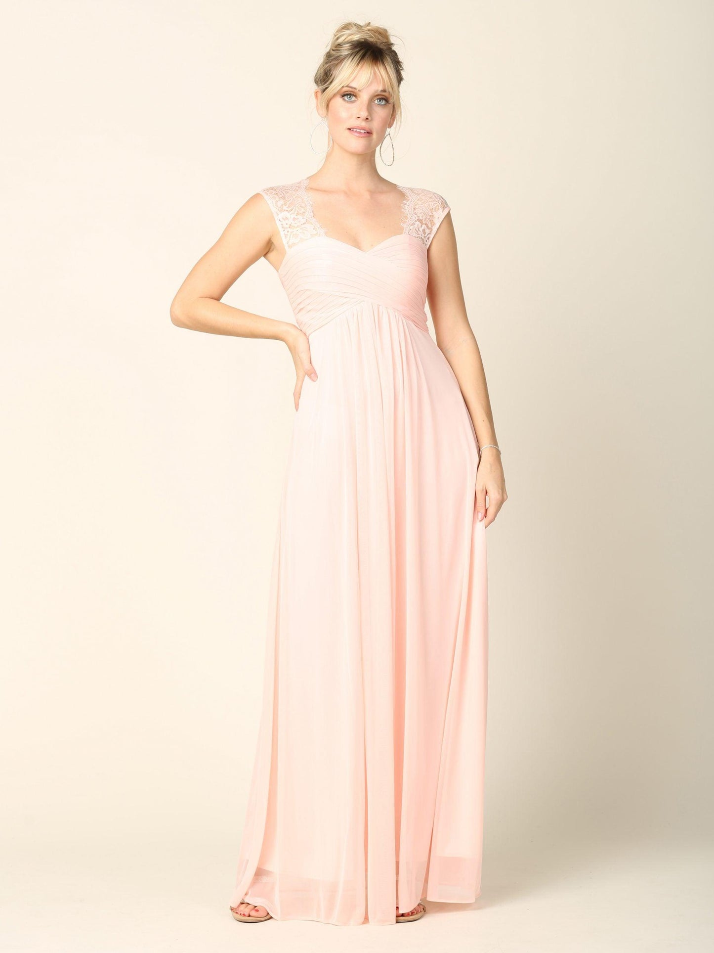 Long Formal Sleeveless Chiffon Bridesmaids Dress - The Dress Outlet