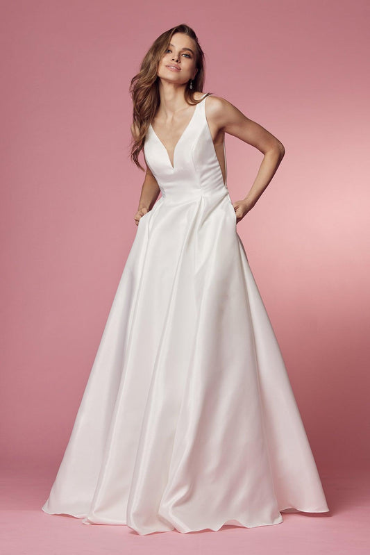 Long Formal Sleeveless Wedding Dress - The Dress Outlet