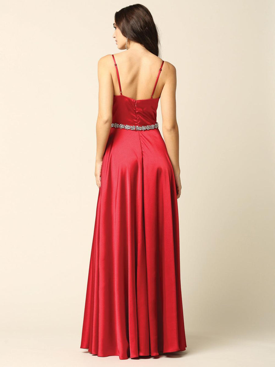 Long Formal Spaghetti Strap Bridesmaids Dress - The Dress Outlet