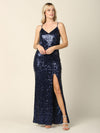 Long Formal Spaghetti Strap Fitted Evening Dress - The Dress Outlet
