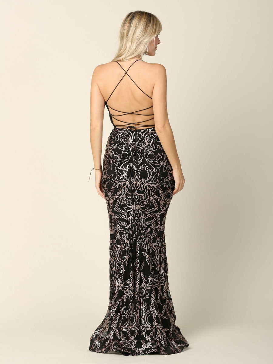 Long Formal Spaghetti Strap Fitted Prom Dress - The Dress Outlet