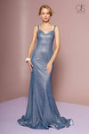 Long Glitter Spaghetti Strap Prom Formal Dress - The Dress Outlet Elizabeth K