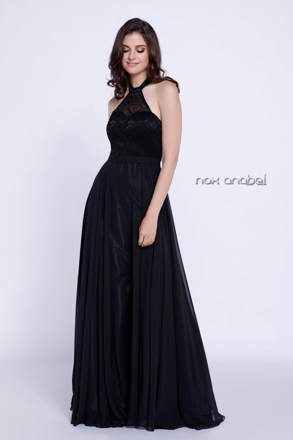 Long High Neck Halter Formal Bridesmaid Dress - The Dress Outlet Nox Anabel