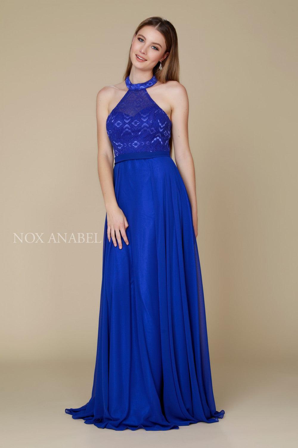 Long High Neck Halter Formal Bridesmaid Dress - The Dress Outlet Nox Anabel