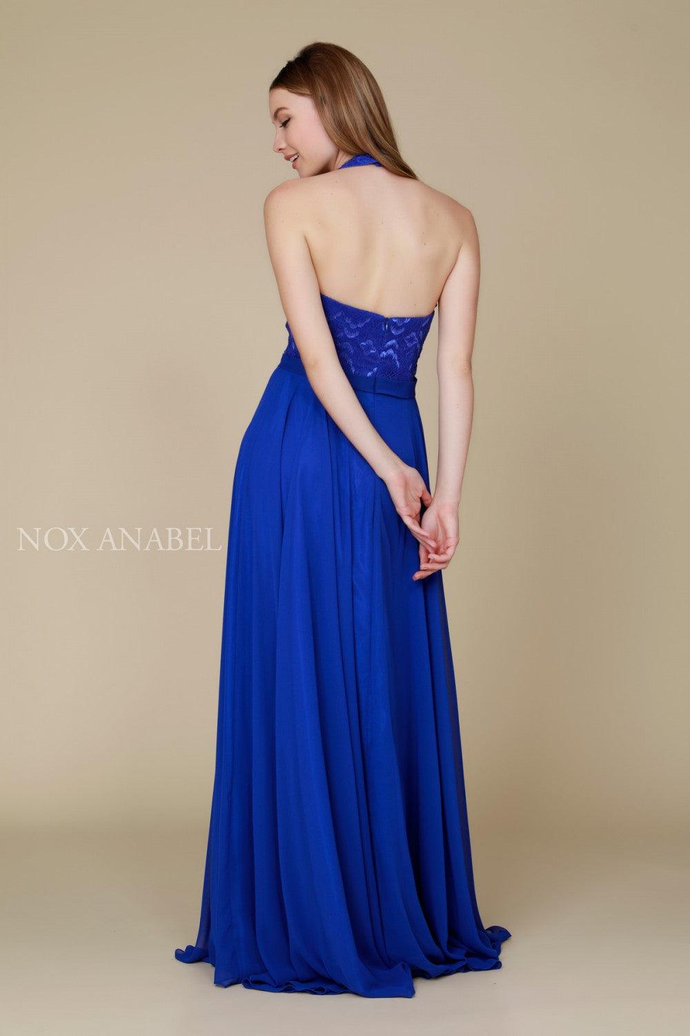 Long High Neck Halter Formal Bridesmaid Dress - The Dress Outlet Nox Anabel
