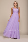 Long Lace Bodice Prom Illusion Dress - The Dress Outlet Nox Anabel