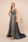 Long Metallic Prom Dress Evening Gown with Pockets - The Dress Outlet Nox Anabel