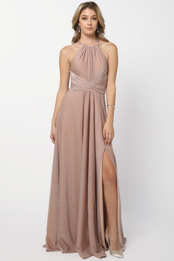 Long Metallic Prom Dress Formal Evening Gown - The Dress Outlet Nox Anabel