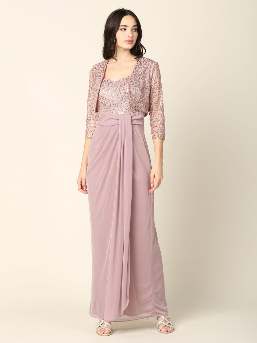 Long Mother of the Bride 2 Piece Formal Bolero Dress Sale - The Dress Outlet