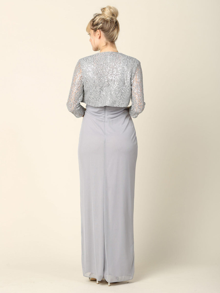 Long Mother of the Bride 2 Piece Formal Bolero Dress - The Dress Outlet