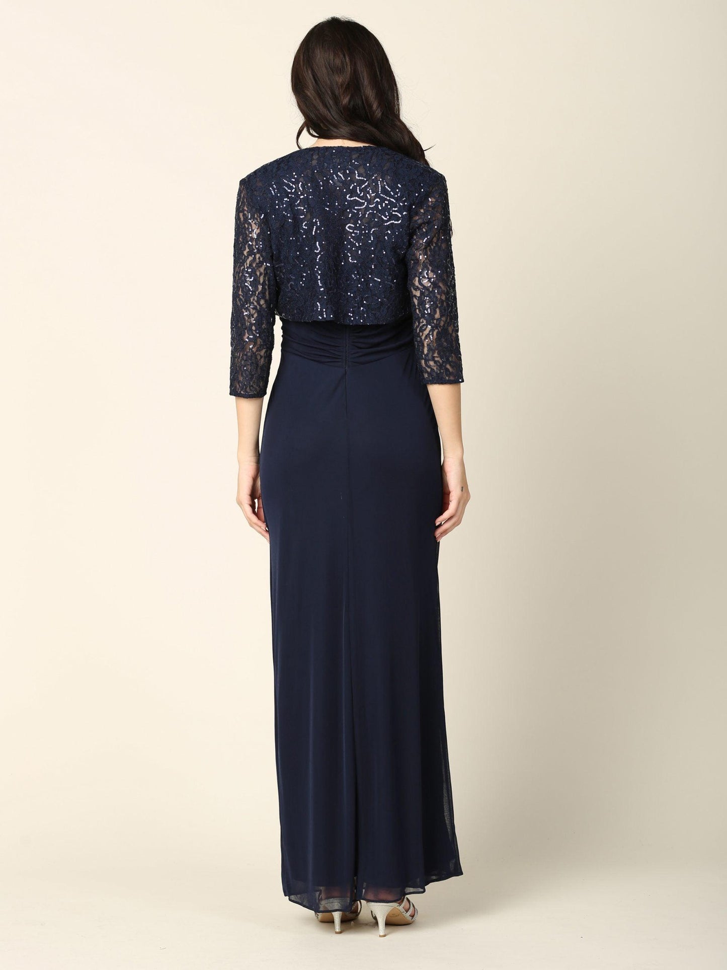 Long Mother of the Bride 2 Piece Formal Bolero Dress - The Dress Outlet